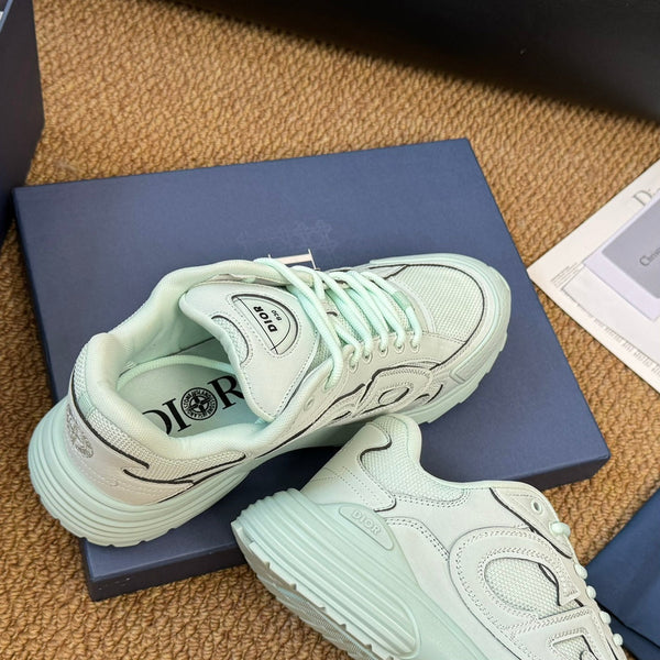 Sneaker CD e Stone Island B30 in pelle di vacchetta turchese chiaro e tessuto a rete in poliestere