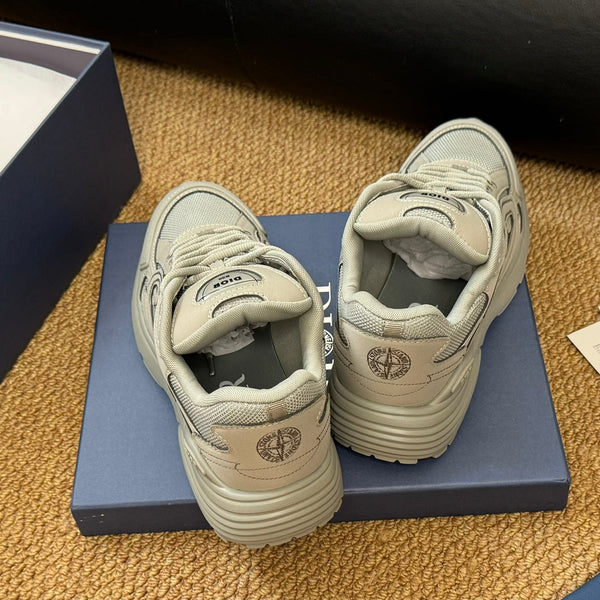 CD And Stone Island B30 Sneaker Light Beige Cowhide And Polyester Mesh Fabric