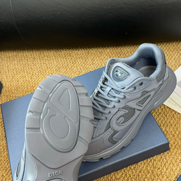 CD And Stone Island B30 Sneaker Blue Grey Cowhide And Polyester Mesh Fabric