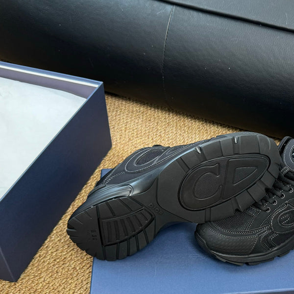 CD And Stone Island B30 Sneaker Black Cowhide And Polyester Mesh Fabric