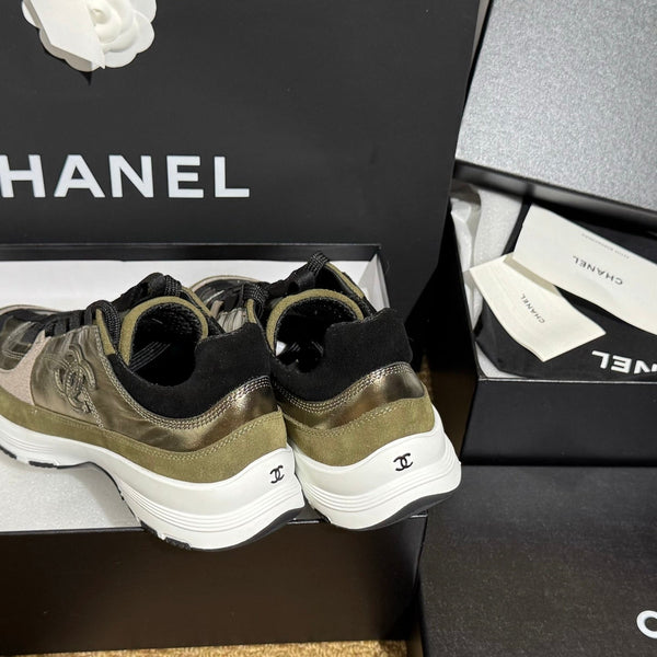 CC 25A Trainers Gold Black Olive Laminated Calfskin And Suede Calfskin352117