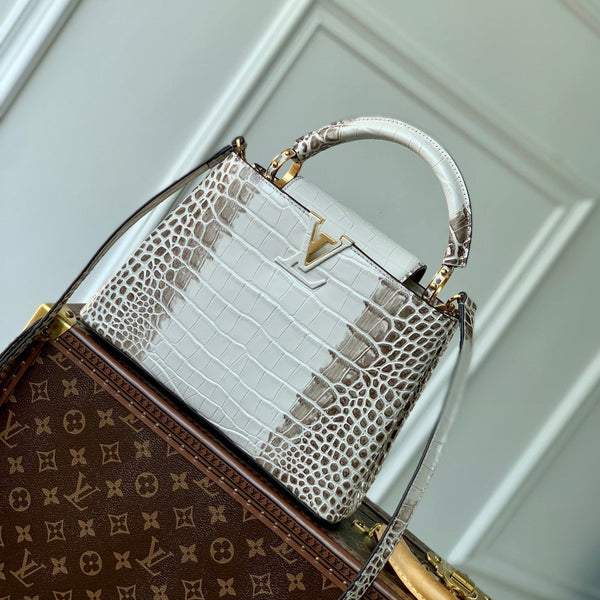 CAPUCINES BB 27 WHITE GREY TAURILLON GOLD HARDWARE