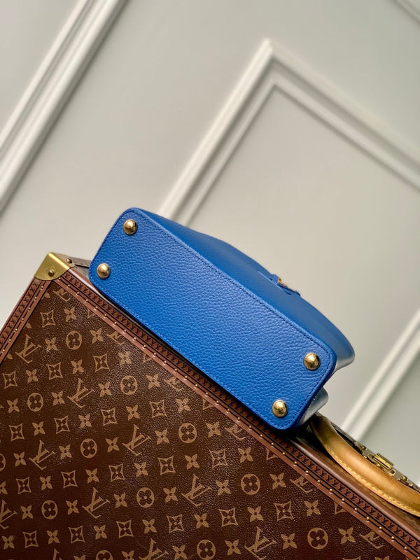 CAPUCINES BB 27 COBALT BLUE TAURILLON MOP GOLD HARDWARE