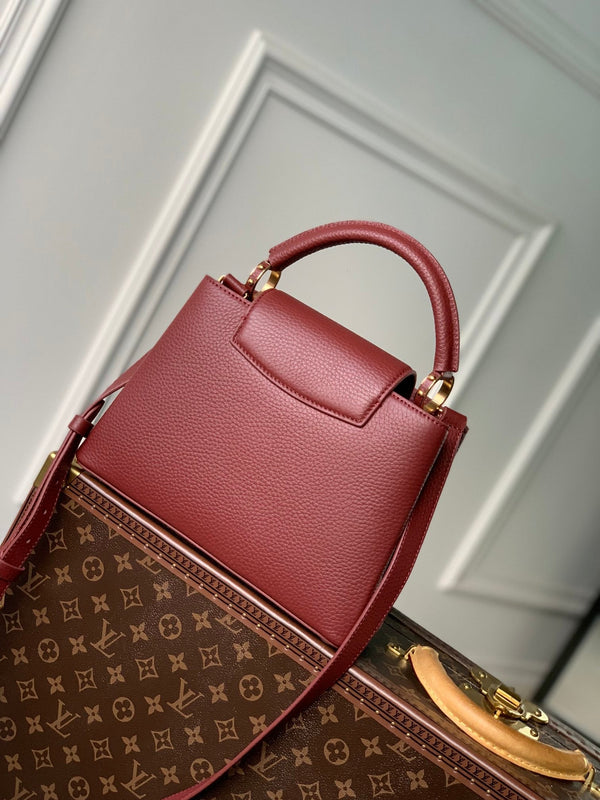 CAPUCINES BB 27 BURGUNDY TAURILLON MOP GOLD HARDWARE