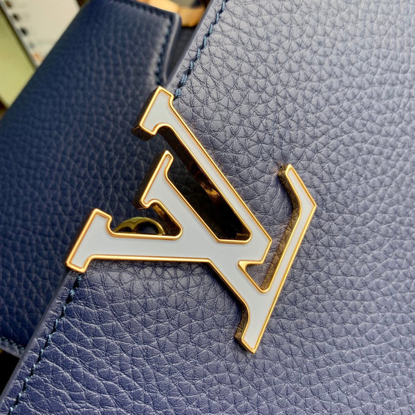 CAPUCINES BB 27 DARK BLUE TAURILLON MOP GOLD HARDWARE