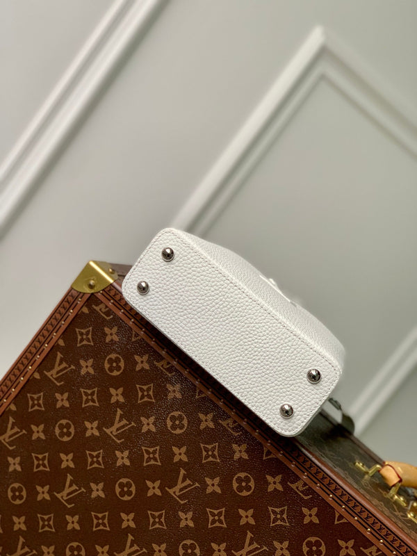 CAPUCINES MINI 21 WHITE TAURILLON SILVER HARDWARE