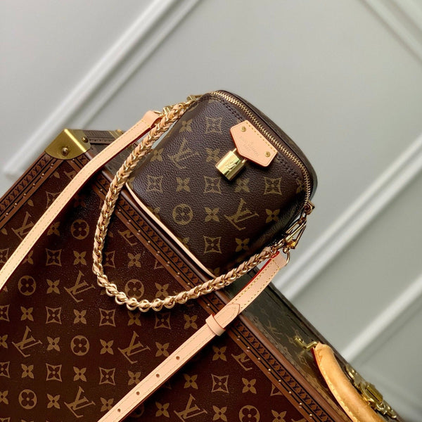 per ogni evenienza 13 cm tela monogramma nera pelle di vitello beige