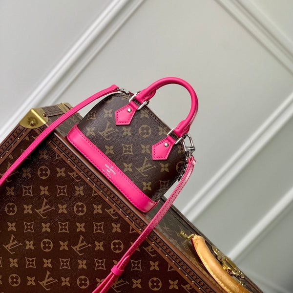 alma nano 18 monogram canvas pelle di vitello rosa scuro 