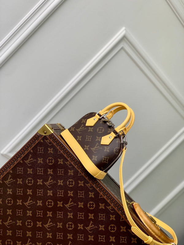alma nano 18 monogram canvas vitello giallo 