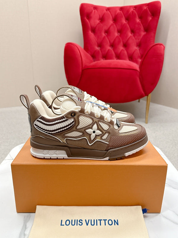LV Trainer Sneaker Brown White Cowhide and Mesh 528555
