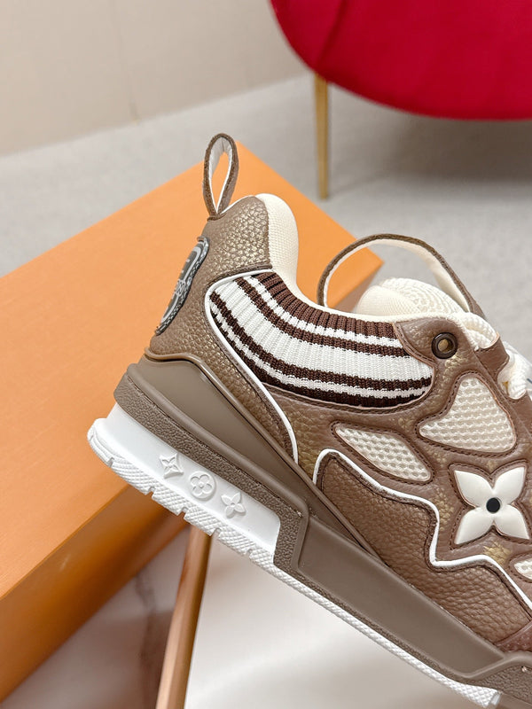 LV Trainer Sneaker Brown White Cowhide and Mesh 528555