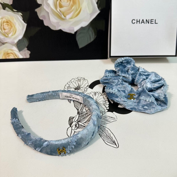 SKY BLUE VELVET TWO-PIECE SET 412457