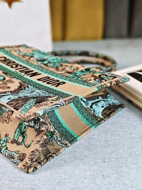 medium dioriviera book tote 36 tiffany blue tiger embroidery canvas