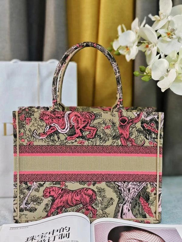 medium dioriviera 36 pink beige tiger embroidery canvas