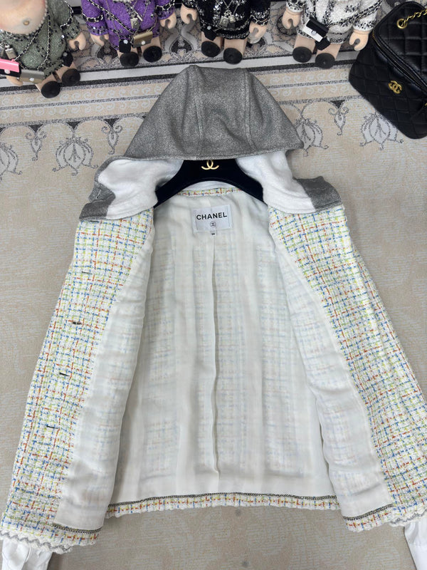 CC 25 Tweed Hooded Jacket Multicolor Cotton Wool 251972