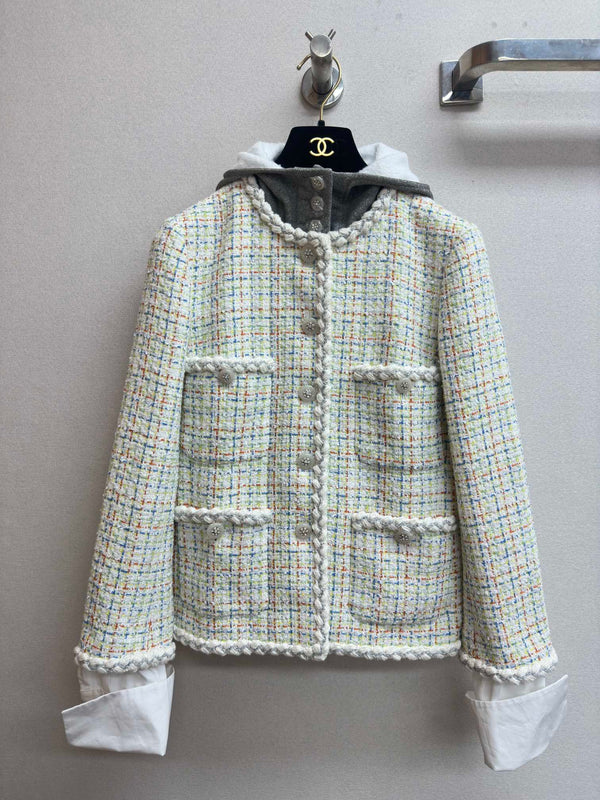 CC 25 Tweed Hooded Jacket Multicolor Cotton Wool 251972