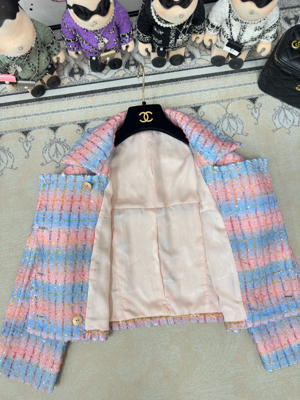 CC Tweed Jacket Blue Pink Lanie Wool Polyamide 251954