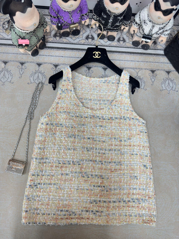 CC Tweed Vest Top Multicolor Cotton Polyamide 251837