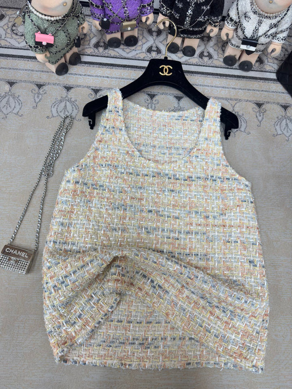 CC Tweed Vest Top Multicolor Cotton Polyamide 251837