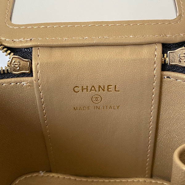 cc classic vanity bag 10cm black lambskin gold hardware