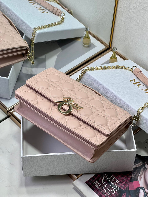 MY CD 24 TOP HANDLE BAG PASTEL PINK LAMBSKIN