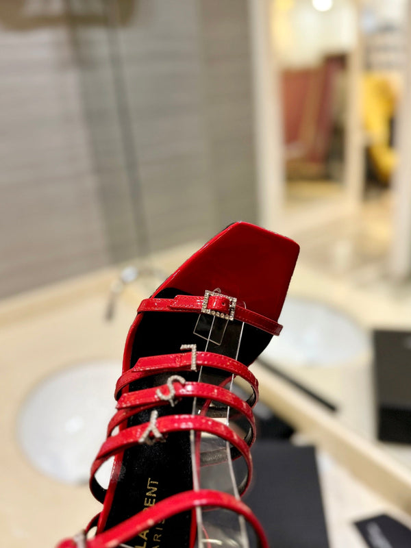 SL JERRY HEELED SANDALS RED POLISHED CALFSKIN