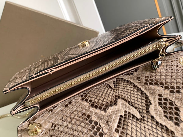 HANDBAG 25 IN GREY SHINY PYTHON LEATHER