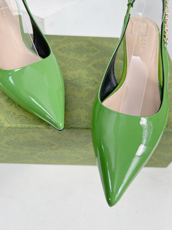 GG SIGNORIA 45 SLINGBACK PUMP GREEN LAMBSKIN