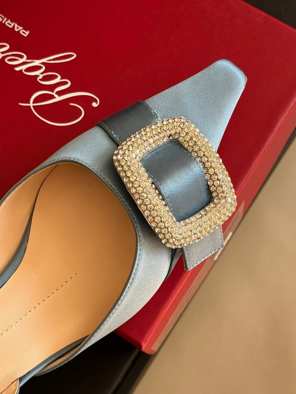 Viv Canard Slingback Pumps 55 in raso azzurro