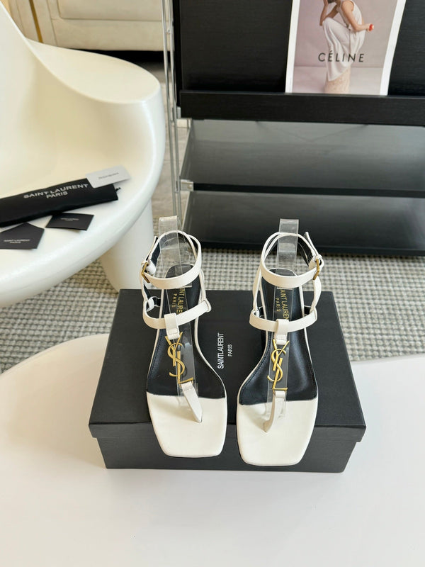 SL CASSANDRA MID-HEEL SANDAL WHITE CALFSKIN