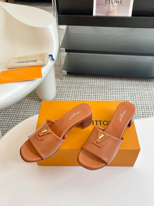 lv capri mule 45mm brown calfskin