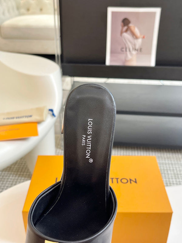 lv capri mule 45mm black calfskin