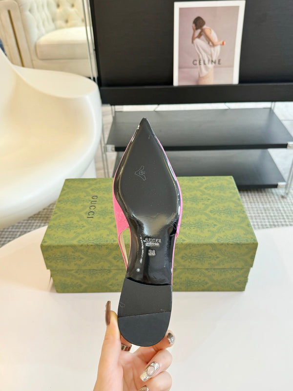 GG HORSEBIT SLINGBACK BALLET FLAT PINK CANVAS