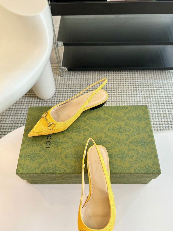 GG HORSEBIT SLINGBACK BALLET FLAT LEMON CANVAS