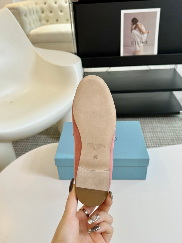 MOCASSINI PRA IN CAMOSCIO ROSA IN PELLE DI VITELLO