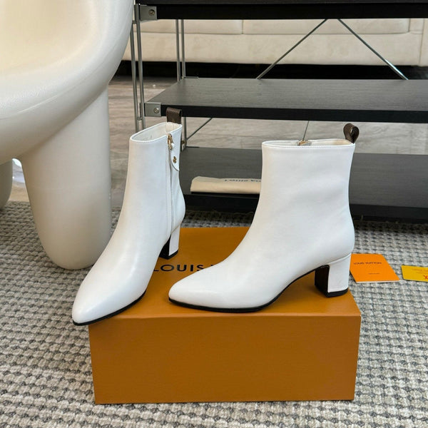 Stivaletti LV 60mm in pelle di vacchetta bianca