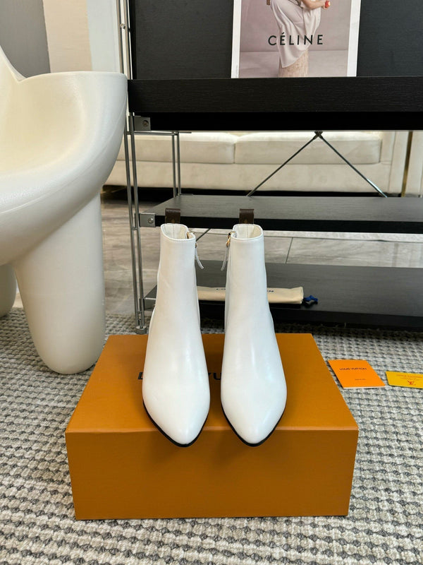 Stivaletti LV 60mm in pelle di vacchetta bianca