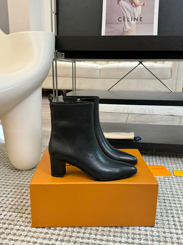 Stivaletti LV 60mm in pelle di vacchetta nera