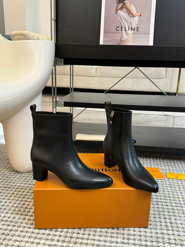 Stivaletti LV 60mm in pelle di vacchetta nera