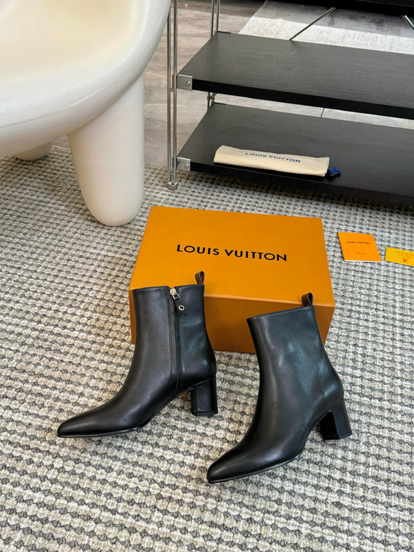 Stivaletti LV 60mm in pelle di vacchetta nera
