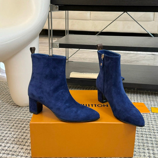 LV Ankle Boots 60mm Classic Blue Suede