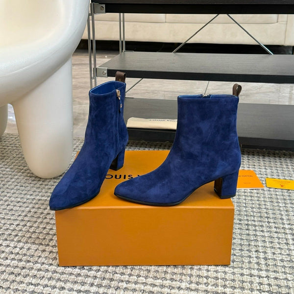 LV Ankle Boots 60mm Classic Blue Suede