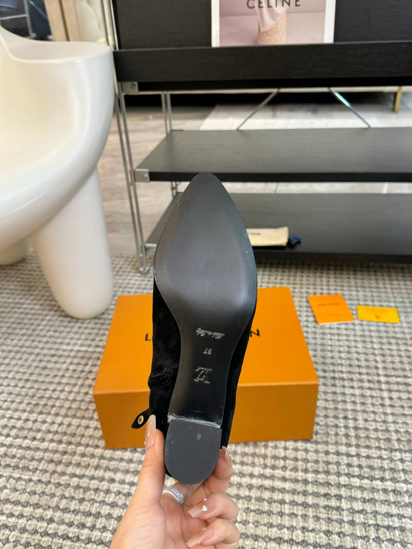 Stivaletti LV in pelle scamosciata nera 60mm