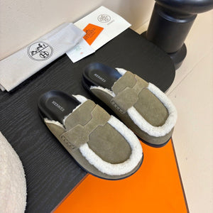 HM slippers birkenstocks olive green suede 478433