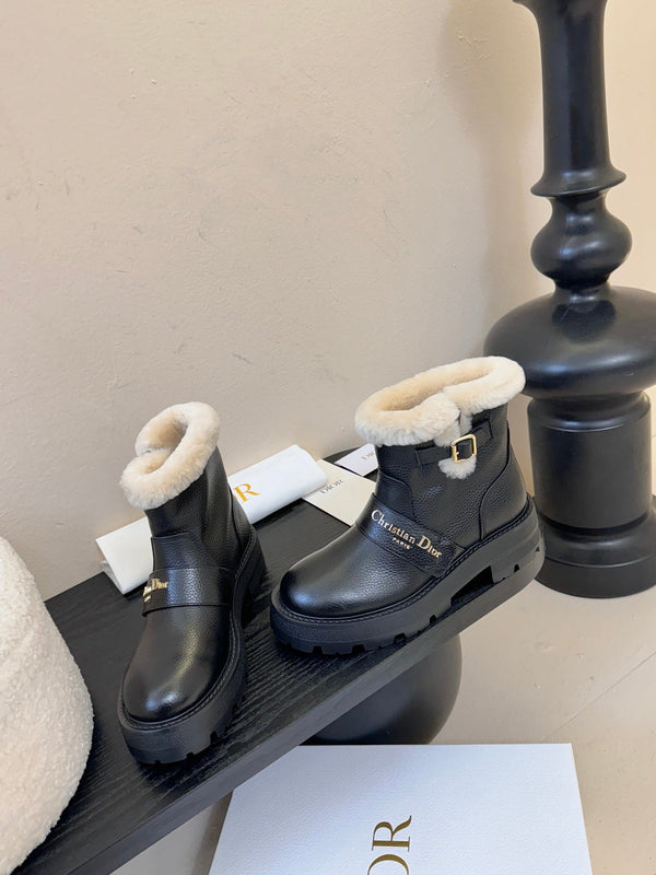 CD Alps D-Quest Ankle Boot Black Grained Calfskin Shearling 530608