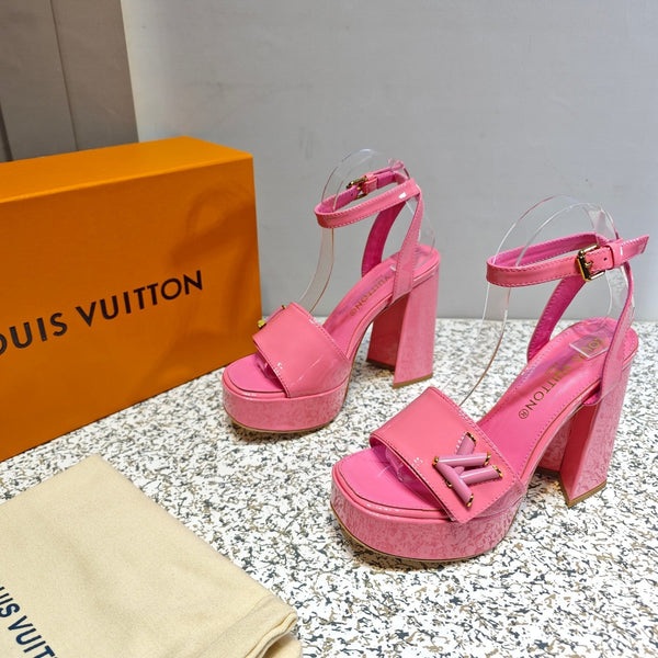 LV Shake Platform Sandal 110mm Pink Patent Leather 456136