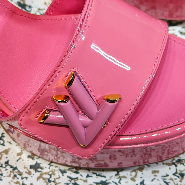 LV Shake Platform Sandal 110mm Pink Patent Leather 456136