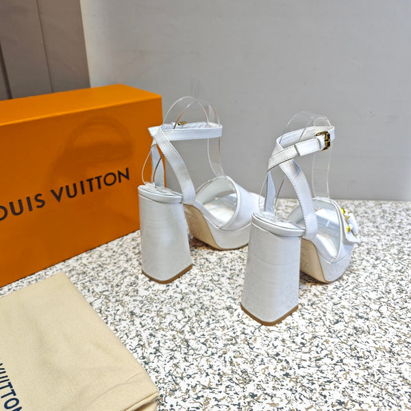 LV Shake Platform Sandal 110mm White Patent calf leather 456143