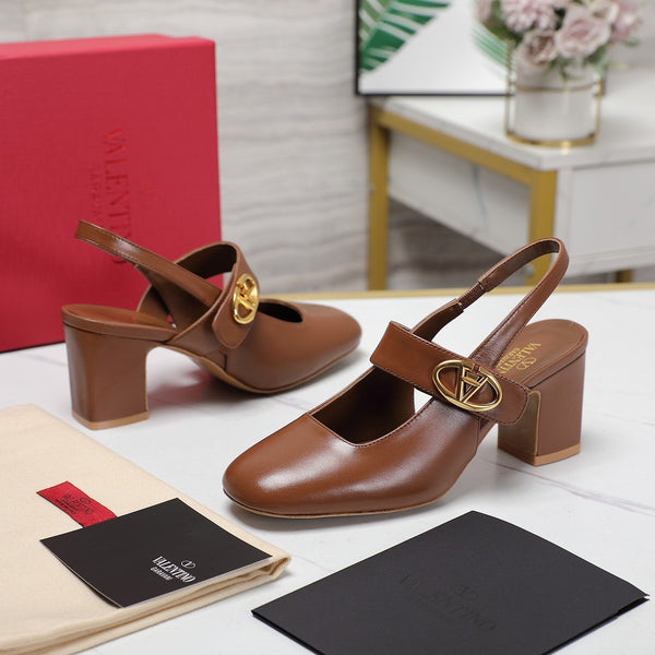 The Bold Edition Vlogo Slingback 65 Deep Mouth Half Drag Heels Marrone Pelle di vitello