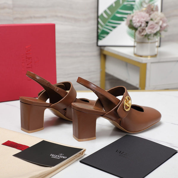 The Bold Edition Vlogo Slingback 65 Deep Mouth Half Drag Heels Marrone Pelle di vitello